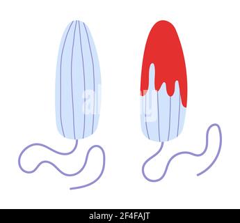 Hygienisches Wattestäbchen. Thema der weiblichen Menstruation Stock Vektor