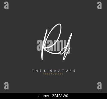 Rd Initial Letter Handschrift und Unterschrift Logo. Ein Konzept handschriftlich Initiallogo mit Template-Element. Stock Vektor