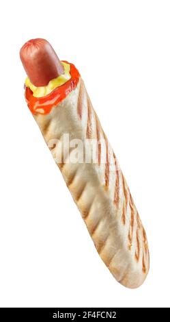 französisch Hot Dog isoliert auf weißem Hintergrund Stockfoto