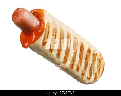 französisch Hot Dog isoliert auf weißem Hintergrund Stockfoto