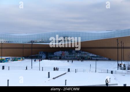 Helsinki, Finnland - 19. Januar 2019: Zentralbibliothek Helsinki Oodi in wnter Stockfoto