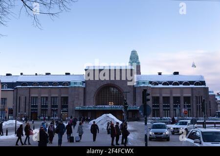 Helsinki, Finnland - 19. Januar 2019: Hauptbahnhof Helsinki Stockfoto