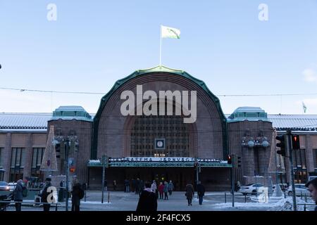 Helsinki, Finnland - 19. Januar 2019: Hauptbahnhof Helsinki Stockfoto