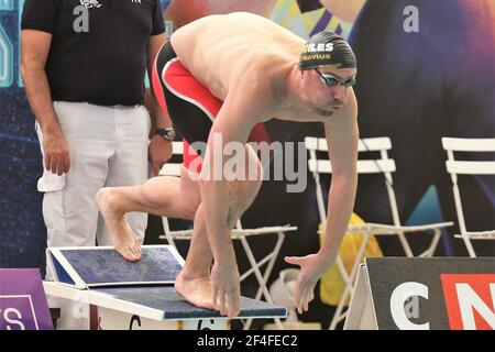 Jérémy Stravius von Etoiles 92, Finale B 50 m Schmetterling Männer während der FFN Golden Tour Camille Muffat 2021, Schwimmen olympischen und europäischen Auswahlen am 20. März 2021 im Cercle des Nageurs de Marseille in Marseille, Frankreich - Foto Laurent Lairys / DPPI Stockfoto