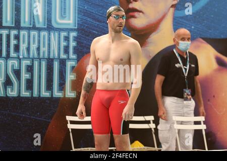 Jérémy Stravius von Etoiles 92, Finale B 50 m Schmetterling Männer während der FFN Golden Tour Camille Muffat 2021, Schwimmen olympischen und europäischen Auswahlen am 20. März 2021 im Cercle des Nageurs de Marseille in Marseille, Frankreich - Foto Laurent Lairys / DPPI Stockfoto