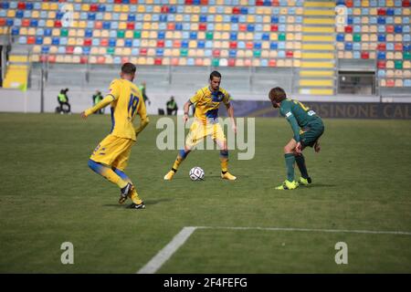 Frosinone, Italien. März 2021, 20th. Im Benito Stirpe Stadium schlug Lecce Frosinone 3-0 für das Spiel der italienischen Serie B 30th in diesem Bild (Foto von Paolo Pizzi/Pacific Press) Quelle: Pacific Press Media Production Corp./Alamy Live News Stockfoto