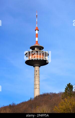 Telekommunikationsturm Riegelstein, Franken, Bayern, Deutschland Stockfoto