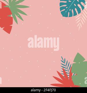 Einfache tropische Handfläche und Motstera Blätter natürlichen Hintergrund. Vektorgrafik EPS10 Stock Vektor