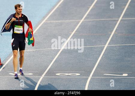 Christophe Lemaitre aus Frankreich gewinnt Bronzemedaille im Sprintrennen von 200 m, Olympische Sommerspiele von Rio 2016. Stockfoto