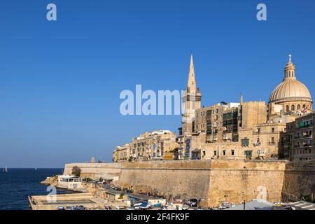 Altstadt von Valletta, Hauptstadt von Malta, einem Inselstaat im Mittelmeer. Stockfoto