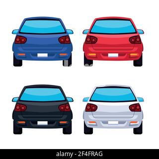 Vier Autos Symbole Stock Vektor