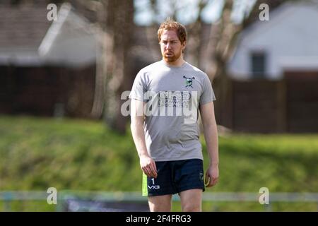 Llanelli, Großbritannien. März 2021, 21st. Phil Cowburn von West Wales Raiders während des Warm Up Betfred Challenge Cup, Round One Match, West Wales Raiders gegen Widnes Vikings im Stebonheath Park in Llanelli, Wales am Sonntag, 21st. März 2021. Dieses Bild darf nur für redaktionelle Zwecke verwendet werden. Nur redaktionelle Verwendung, Lizenz für kommerzielle Nutzung erforderlich. Keine Verwendung in Wetten, Spiele oder ein einzelner Club / Liga / Spieler Publikationen. PIC von Lewis Mitchell / Andrew Orchard Sport Fotografie / Alamy Live News Kredit: Andrew Orchard Sport Fotografie / Alamy Live News Stockfoto