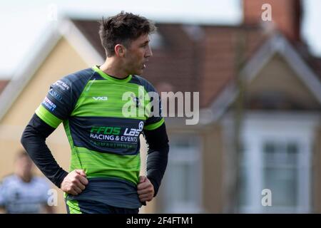 Llanelli, Großbritannien. März 2021, 21st. Gavin Henson von West Wales Raiders in Aktion Betfred Challenge Cup, Round One Match, West Wales Raiders gegen Widnes Vikings im Stebonheath Park in Llanelli, Wales am Sonntag, 21st. März 2021. Dieses Bild darf nur für redaktionelle Zwecke verwendet werden. Nur redaktionelle Verwendung, Lizenz für kommerzielle Nutzung erforderlich. Keine Verwendung in Wetten, Spiele oder ein einzelner Club / Liga / Spieler Publikationen. PIC von Lewis Mitchell / Andrew Orchard Sport Fotografie / Alamy Live News Kredit: Andrew Orchard Sport Fotografie / Alamy Live News Stockfoto