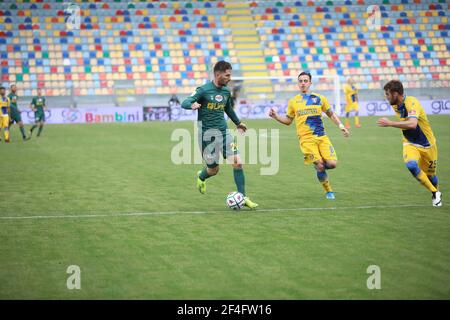 Benito Stirpe Stadium, Lecce besiegte Frosinone 3-0 für das Spiel 30th der italienischen Serie B in Frosinone, Italien am 20. März 2021. In diesem Bild Stefano Pettinari (Foto von Paolo Pizzi/Pacific Press/Sipa USA) Stockfoto