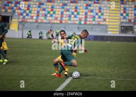 Benito Stirpe Stadium, Lecce besiegte Frosinone 3-0 für das Spiel 30th der italienischen Serie B in Frosinone, Italien am 20. März 2021. In diesem Bild John Bjorkengren (Foto von Paolo Pizzi/Pacific Press/Sipa USA) Stockfoto