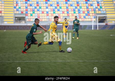 Benito Stirpe Stadium, Lecce besiegte Frosinone 3-0 für das Spiel 30th der italienischen Serie B in Frosinone, Italien am 20. März 2021. In diesem Bild Alessio Tribuzzi (Foto: Paolo Pizzi/Pacific Press/Sipa USA) Stockfoto