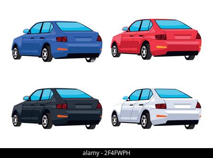 Bündel Sie vier Autos Stock Vektor