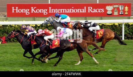 HONK KONG INTERNATIONALE RENNEN BEI SHA IN DER HONG KONG MILE FINNISH L-R OLYMPIC EXPRESS, ELEKTRONISCHE EINHORN. BILD DAVID ASHDOWNRACING Stockfoto