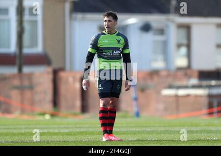 Gavin Henson von West Wales Raiders beim Betfred Challenge Cup-Spiel im Stebonheath Park, Llanelli. Bilddatum: Sonntag, 21. März 2021. Stockfoto