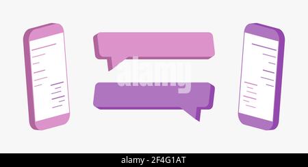 messenger Chat-Bildschirm. Vorlage Blasen moderne Vektor-Illustration. Stock Vektor