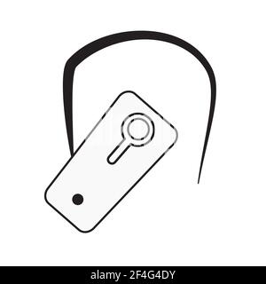 Bluetooth-Headset-Symbol auf weißem Hintergrund. Flaches Design. Bluetooth-Headset-Schild am Ohr. Ohrhörer-Symbol. Stockfoto