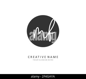 MF Anfangsbuchstaben und Signaturlogo. Ein Konzept handschriftlich Initiallogo mit Template-Element. Stock Vektor