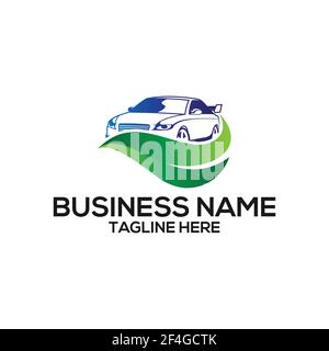 Natur Automobil-Logo. Symbol mit Autos und Blatt-Logo. Logo vorlageready for use Stock Vektor