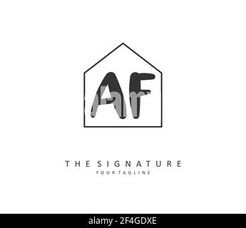 AF Anfangsbuchstabenhandschrift und Signaturlogo. Ein Konzept handschriftlich Initiallogo mit Template-Element. Stock Vektor