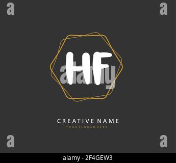 HF Anfangsbuchstabenhandschrift und Signaturlogo. Ein Konzept handschriftlich Initiallogo mit Template-Element. Stock Vektor