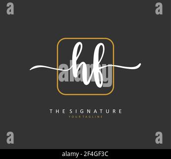 HF Anfangsbuchstabenhandschrift und Signaturlogo. Ein Konzept handschriftlich Initiallogo mit Template-Element. Stock Vektor