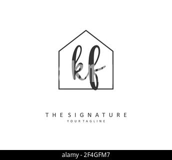 KF Anfangsbuchstabenhandschrift und Signaturlogo. Ein Konzept handschriftlich Initiallogo mit Template-Element. Stock Vektor