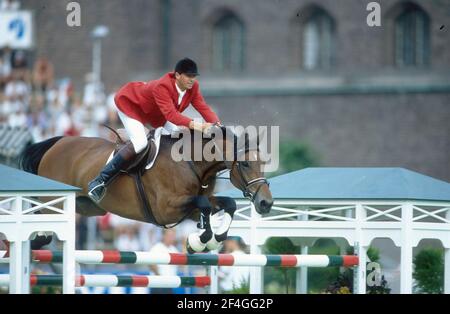 World Equestrian Games, Stockholm, 1990, Otto Becker (GER) auf dem Optiebeurs Pamina Stockfoto