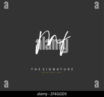 MF Anfangsbuchstaben und Signaturlogo. Ein Konzept handschriftlich Initiallogo mit Template-Element. Stock Vektor