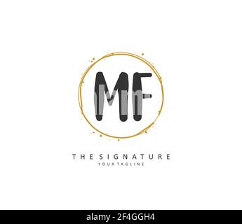 MF Anfangsbuchstaben und Signaturlogo. Ein Konzept handschriftlich Initiallogo mit Template-Element. Stock Vektor