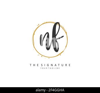NF-Anfangsbuchstaben und Signaturlogo. Ein Konzept handschriftlich Initiallogo mit Template-Element. Stock Vektor