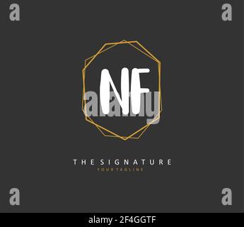NF-Anfangsbuchstaben und Signaturlogo. Ein Konzept handschriftlich Initiallogo mit Template-Element. Stock Vektor