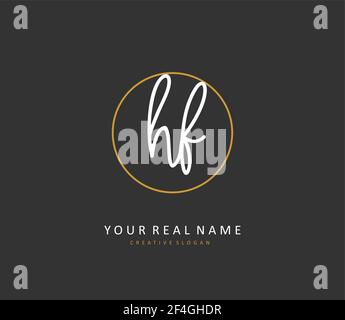 HF Anfangsbuchstabenhandschrift und Signaturlogo. Ein Konzept handschriftlich Initiallogo mit Template-Element. Stock Vektor