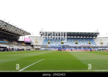 BRÜGGE, BELGIEN - MÄRZ 21: Gesamtansicht des Jan Breydelstadions während des Jupiler Pro League Spiels zwischen Club Brugge und FC Antwerpen bei Jan Breydelst Stockfoto