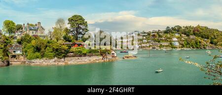 Blick auf Dartmouth und Kingswear am Fluss Dart, Devon, England, Großbritannien Stockfoto