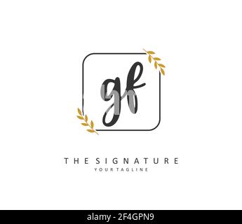 GF Initial Letter Handschrift und Signature Logo. Ein Konzept handschriftlich Initiallogo mit Template-Element. Stock Vektor