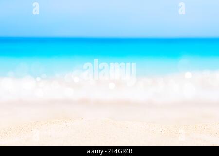 Blauer Himmel und schöner Strand in Punta Cana, Dominikanische Republik. Urlaub Urlaub Urlaub Hintergrund Wallpaper. Landschaft des tropischen Sommerstrands. Stockfoto