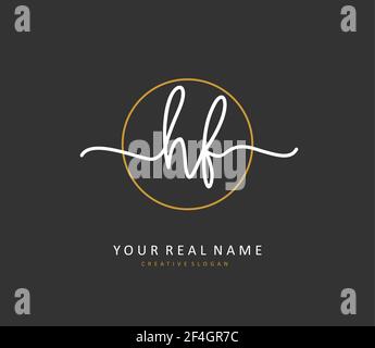 HF Anfangsbuchstabenhandschrift und Signaturlogo. Ein Konzept handschriftlich Initiallogo mit Template-Element. Stock Vektor