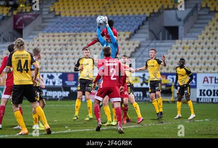 21. März 2021: Matej Delac von AC Horsens während Horsens und Lyngby auf Horsens Stadion, Horsens, Dänemark. Kim Price/CSM Stockfoto