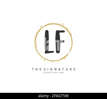 LF Anfangsbuchstabe Handschrift und Unterschrift Logo. Ein Konzept handschriftlich Initiallogo mit Template-Element. Stock Vektor