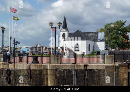 Cardiff Bay liegt im Süden von Cardiff, der Hauptstadt von Wales. Stockfoto