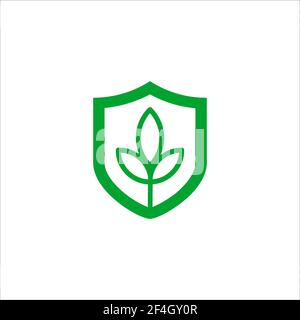 Natur oder grüne Schild Vektor-Logo-Vorlage. Diese Grafik mit Blättern oder Baumsymbol. Geeignet für Ökologie, Bauernhof, Schutz, Schutz, Umwelt, Recyceln Stock Vektor