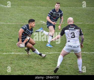 Featherstone, England - 21st. März 2021 - Fa'amanu Brown von Featherstone Rovers in Aktion während der Rugby League Betfred Challenge Cup Runde 1 Spiel zwischen Featherstone Rovers gegen Bradford Bulls im Millenium Stadium, FeatherstoneUK Dean Williams/Alamy Live News Stockfoto