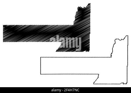 Pennington County, State of South Dakota (U.S. County, United States of America, USA, U.S., US) Kartenvektordarstellung, Scribble Sketch Pennington ma Stock Vektor
