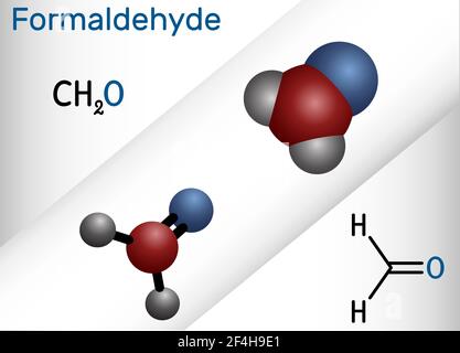 Formaldehyd, Methanol, Methylenoxid, Methylaldehyd, Oxmethanmolekül. Es ist am einfachsten von Aldehyden, wässrige Lösung ist Formalin. Strukturell Stock Vektor