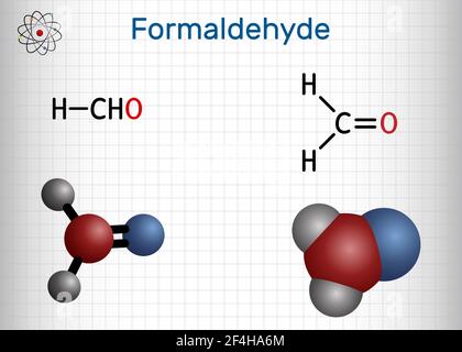 Formaldehyd, Methanol, Methylenoxid, Methylaldehyd, Oxmethanmolekül. Es ist am einfachsten von Aldehyden, wässrige Lösung ist Formalin. Blatt von Stock Vektor